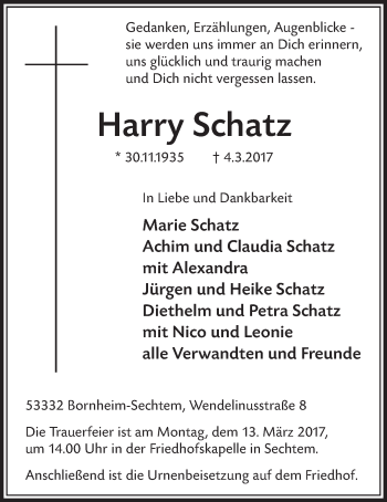 Anzeige von Harry Schatz von  Schlossbote/Werbekurier 