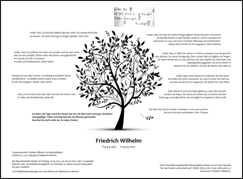  Traueranzeige für Friedrich Wilhelm vom 07.03.2017 aus Kölner Stadt-Anzeiger / Kölnische Rundschau / Express