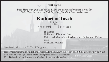 Anzeige von Katharina Tusch von  Sonntags-Post 