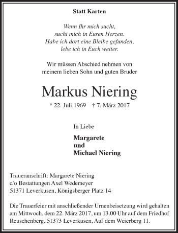 Anzeige von Markus Niering von  Lokale Informationen 