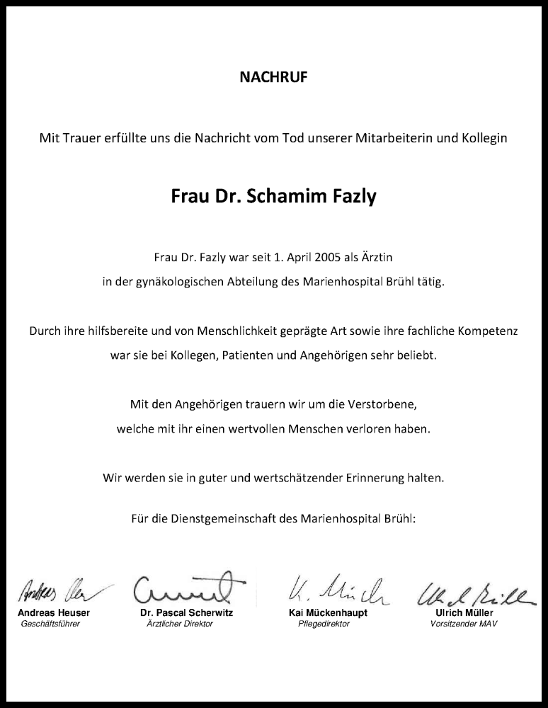  Traueranzeige für Schamim Fazly vom 04.03.2017 aus Kölner Stadt-Anzeiger / Kölnische Rundschau / Express