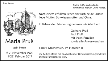 Anzeige von Maria Pruß von  Blickpunkt Euskirchen 