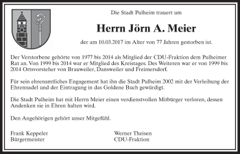 Anzeige von Jörn A. Meier von  Sonntags-Post 