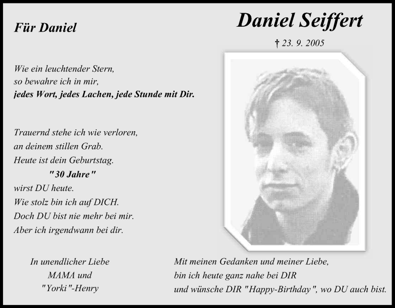  Traueranzeige für Daniel Seiffert vom 30.03.2017 aus Kölner Stadt-Anzeiger / Kölnische Rundschau / Express