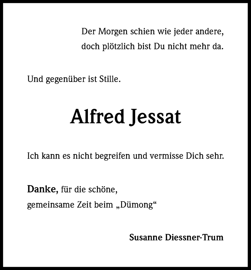  Traueranzeige für Alfred Jessat vom 07.03.2017 aus Kölner Stadt-Anzeiger / Kölnische Rundschau / Express