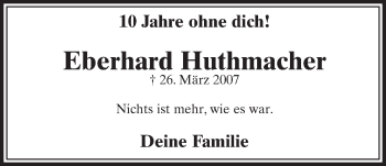 Anzeige von Eberhard Huthmacher von  Schlossbote/Werbekurier 