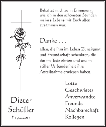 Anzeige von Dieter Schüller von  Schlossbote/Werbekurier 