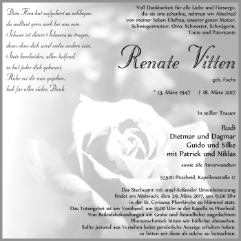 Anzeige von Renate Vitten von  Blickpunkt Euskirchen 