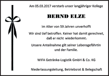 Anzeige von Bernd Elze von  Rhein-Sieg-Wochenende 
