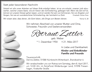 Anzeige von Rotraut Zettler von  Lokalanzeiger 