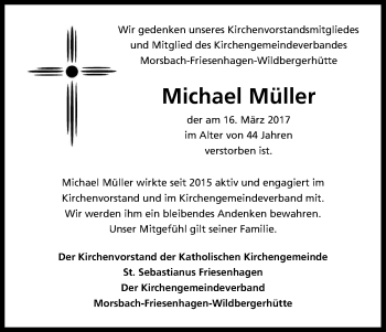 Anzeige von Michael Müller von Kölner Stadt-Anzeiger / Kölnische Rundschau / Express
