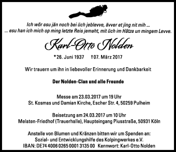 Anzeige von Karl-Otto Nolden von Kölner Stadt-Anzeiger / Kölnische Rundschau / Express