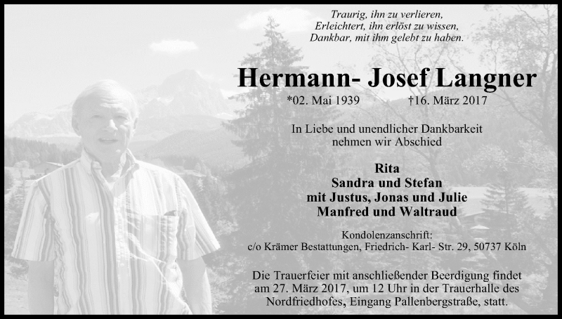  Traueranzeige für Hermann-Josef Langner vom 22.03.2017 aus Kölner Stadt-Anzeiger / Kölnische Rundschau / Express