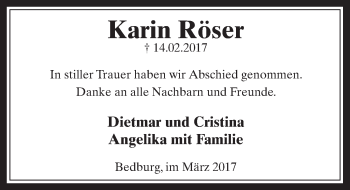 Anzeige von Karin Röser von  Werbepost 