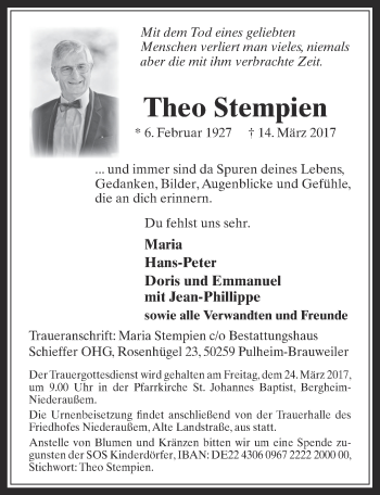 Anzeige von Theo Stempien von  Werbepost 