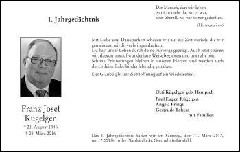Anzeige von Franz Josef von Kölner Stadt-Anzeiger / Kölnische Rundschau / Express