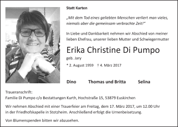 Anzeige von Erika Christine Di Pumpo von  Blickpunkt Euskirchen 