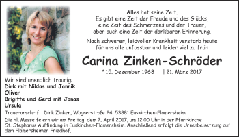 Anzeige von Carina Zinken-Schröder von  Blickpunkt Euskirchen 