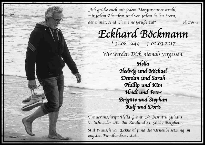  Traueranzeige für Eckhard Böckmann vom 11.03.2017 aus Kölner Stadt-Anzeiger / Kölnische Rundschau / Express