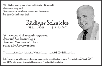 Anzeige von Rüdiger Schnicke von  Blickpunkt Euskirchen 