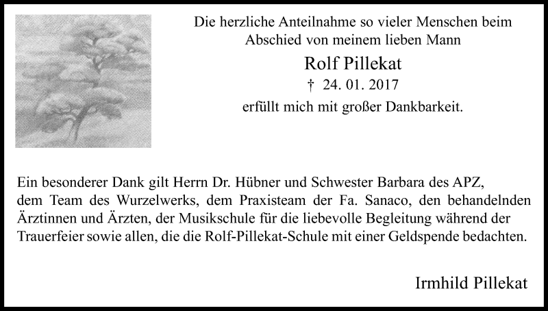  Traueranzeige für Rolf Pillekat vom 04.03.2017 aus Kölner Stadt-Anzeiger / Kölnische Rundschau / Express