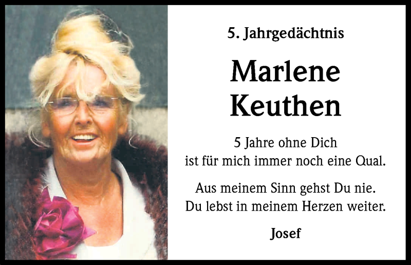  Traueranzeige für Marlene Keuthen vom 24.03.2017 aus Kölner Stadt-Anzeiger / Kölnische Rundschau / Express