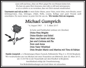 Anzeige von Michael Gumprich von  Sonntags-Post 