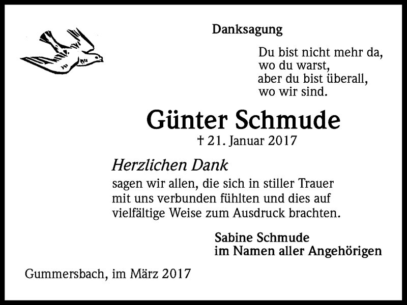  Traueranzeige für Günter Schmude vom 04.03.2017 aus Kölner Stadt-Anzeiger / Kölnische Rundschau / Express