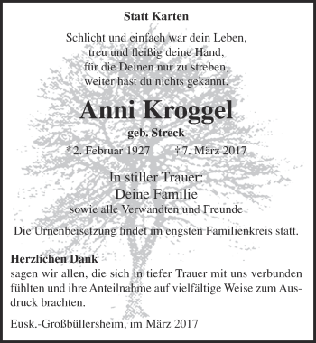 Anzeige von Anni Kroggel von  Blickpunkt Euskirchen 