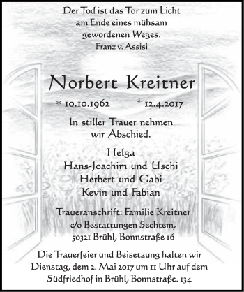 Anzeige von Norbert Kreitner von  Schlossbote/Werbekurier 