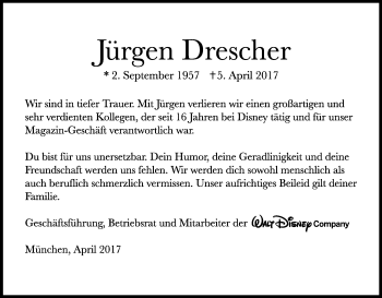 Anzeige von Jürgen Drescher von Kölner Stadt-Anzeiger / Kölnische Rundschau / Express