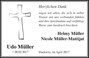 Anzeige von Udo Müller von  Anzeigen Echo 
