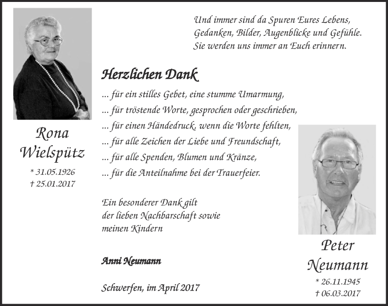  Traueranzeige für Herzlichen Dank  vom 08.04.2017 aus  Blickpunkt Euskirchen 