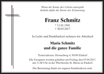 Anzeige von Franz Schmitz von  Werbepost 