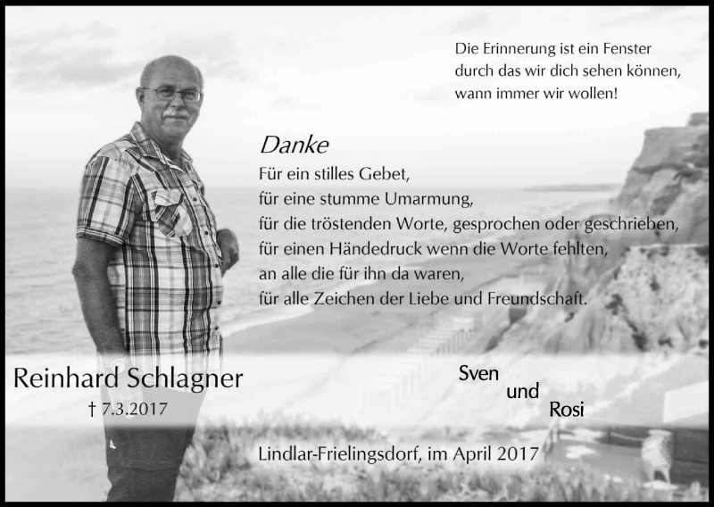  Traueranzeige für Reinhard Schlagner vom 22.04.2017 aus Kölner Stadt-Anzeiger / Kölnische Rundschau / Express