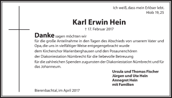 Anzeige von Karl Erwin Hein von  Lokalanzeiger 