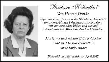 Anzeige von Barbara Hellenthal von  Blickpunkt Euskirchen 
