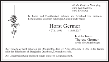 Anzeige von Horst Germer von  Sonntags-Post 
