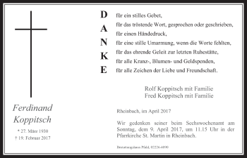 Anzeige von Ferdinand Koppitsch von  Schaufenster/Blickpunkt 