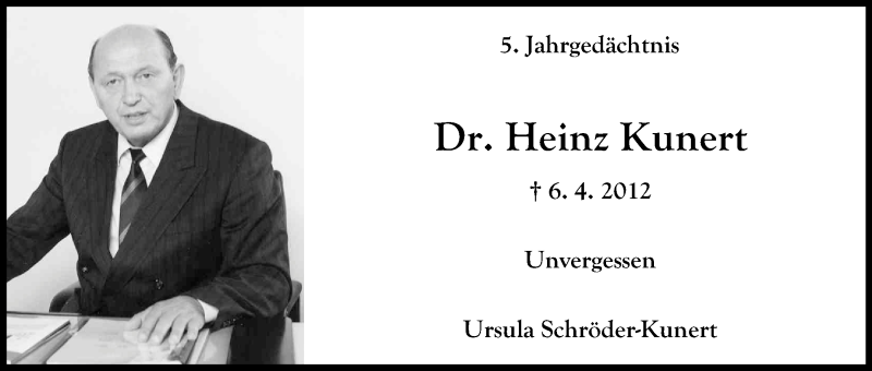  Traueranzeige für Heinz Kunert vom 08.04.2017 aus Kölner Stadt-Anzeiger / Kölnische Rundschau / Express