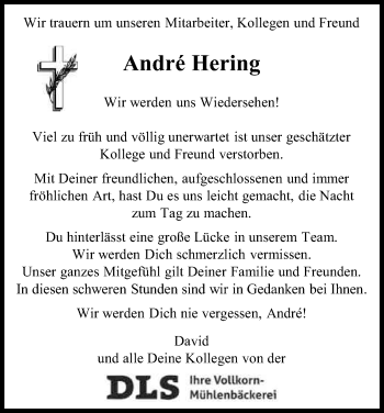 Anzeige von André Hering von Kölner Stadt-Anzeiger / Kölnische Rundschau / Express