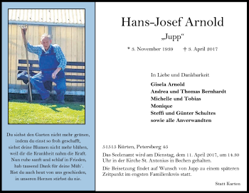 Anzeige von Hans-Josef Arnold von Kölner Stadt-Anzeiger / Kölnische Rundschau / Express