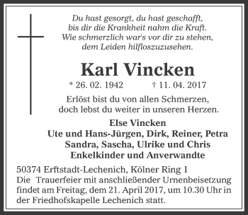 Anzeige von Karl Vincken von  Werbepost 