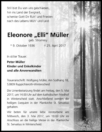 Anzeige von Eleonore Müller von Kölner Stadt-Anzeiger / Kölnische Rundschau / Express