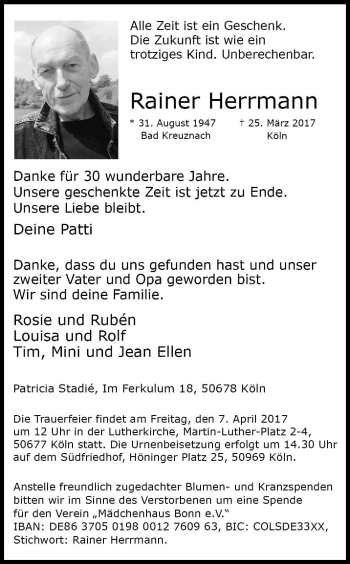 Anzeige von Rainer Herrmann von Kölner Stadt-Anzeiger / Kölnische Rundschau / Express