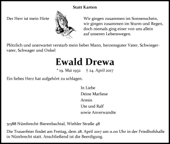Anzeige von Ewald Drewa von Kölner Stadt-Anzeiger / Kölnische Rundschau / Express