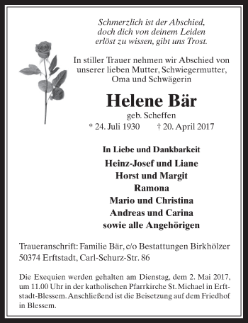 Anzeige von Helene Bär von  Werbepost 