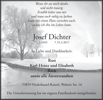 Anzeige von Josef Dichter von  Extra Blatt 