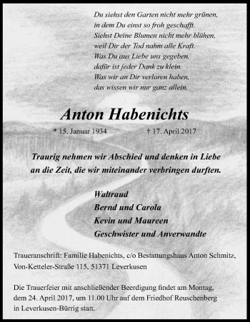 Anzeige von Anton Habenichts von Kölner Stadt-Anzeiger / Kölnische Rundschau / Express