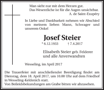 Anzeige von Josef Steier von  Schlossbote/Werbekurier 